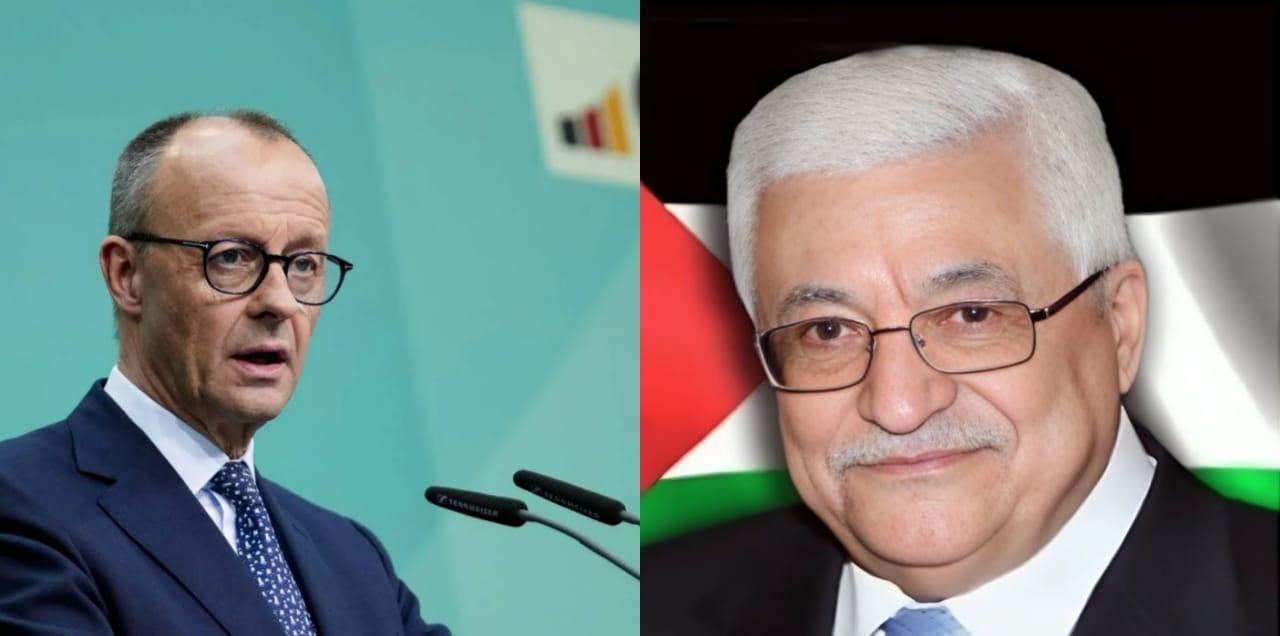 محمود عباس يبحث مع المستشار الألماني ميرتس تعزيز السلام والدعم الفلسطيني