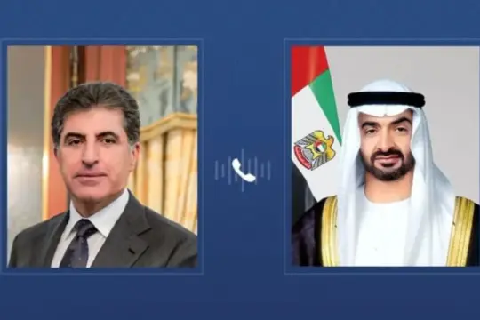 اتصال هاتفي بين محمد بن زايد ونجيرفان بارزاني لإدانة هجوم القنصلية الإماراتية في كردستان