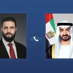محمد بن زايد وأحمد الشرع يبحثان تداعيات التصعيد العسكري في المنطقة