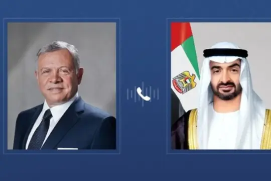 محمد بن زايد وملك الأردن يبحثان التصعيد الإقليمي وتداعياته على الأمن والاستقرار