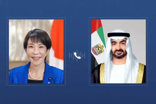محمد بن زايد يجري اتصالاً مع رئيسة وزراء اليابان لمناقشة التطورات الإقليمية وتعزيز الشراكة الاقتصادية