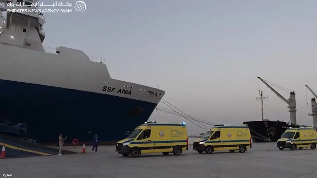 المستشفى الإماراتي العائم في العريش يستقبل 5 مرضى جدد من قطاع غزة