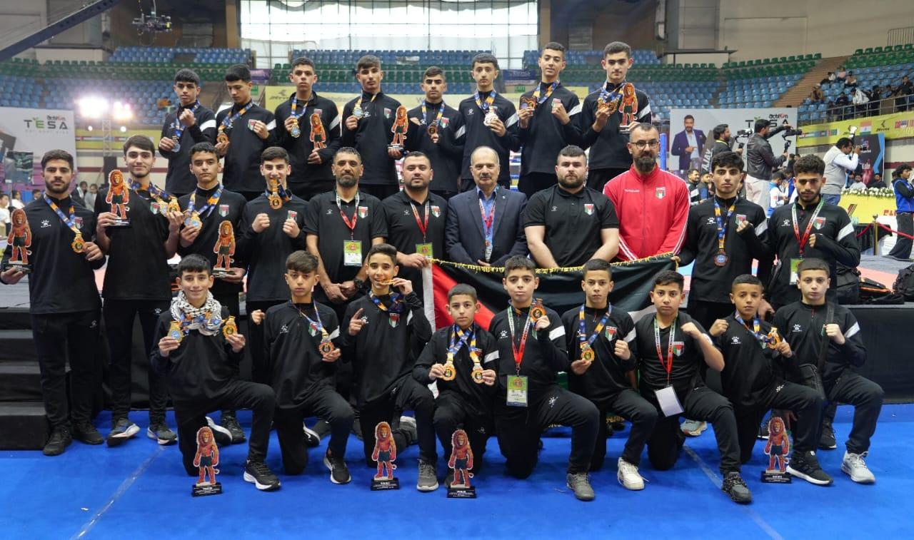 14 ذهبية ووصافة عامة للبطولة إلى جانب حزام احتراف للاعب محمود الخصيب في نيودلهي