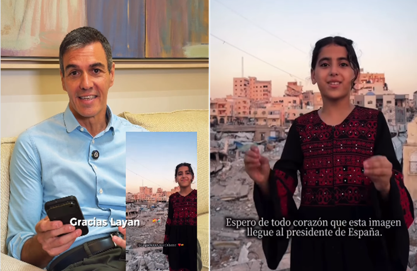 بيدرو سانشيز يرد على رسالة طفلة فلسطينية رسمت صورته بين أنقاض القطاع ويؤكد دعمه لأطفال غزة وعائلاتهم