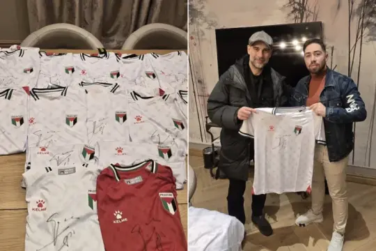 قمصان موقعة من بيب جوارديولا تصل إلى فريق "غزة الإرادة" لمبتوري الأطراف