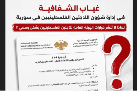 تساؤلات حول غياب الشفافية في إدارة شؤون مخيمات اللاجئين الفلسطينيين في سوريا