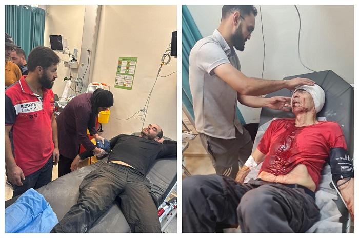 خمسة صحفيين ومجموعة من المسعفين والمتضامنين الأجانب أصيبوا خلال هجوم عنيف شنه مستوطنين جنوبي نابلس