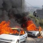 مستوطنون يحرقون 4 مركبات في عقربا جنوب نابلس