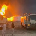 بعد58 ساعة..  السيطرة على حريق اندلع فى خزانات وقود مطار الكويت