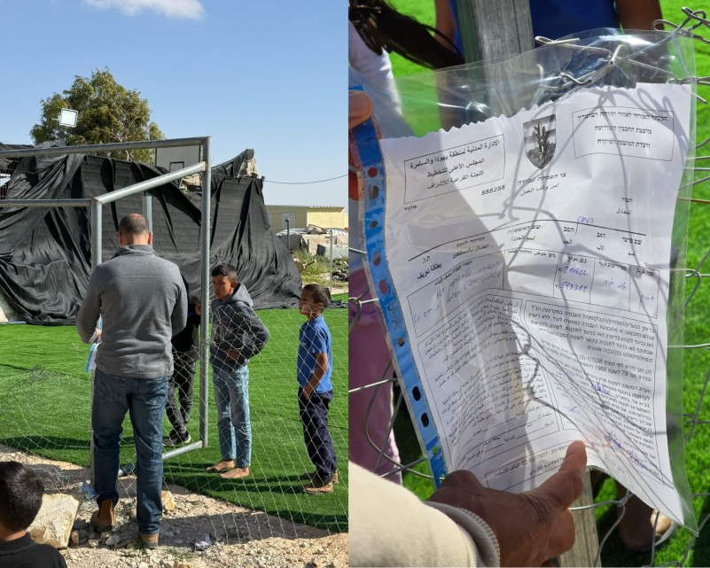 الملعب الذي يخدم أطفال المنطقة منذ عامين يواجه خطر الإزالة في ظل تصاعد استهداف المنشآت الرياضية الفلسطينية