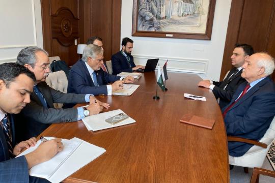 مندوب فلسطين ونائب رئيس وزراء باكستان يبحثان التصعيد الإسرائيلي ووقف إطلاق النار في غزة