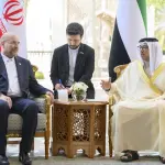 منصور بن زايد يبحث مع قاليباف سبل خفض التصعيد في المنطقة