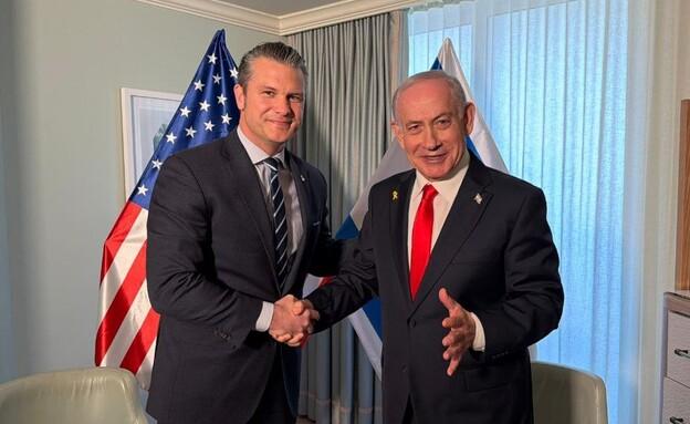 Photo : شبكة مصدر الاخبارية Pete Hegseth rencontre Benjamin Netanyahu en secret en Israël