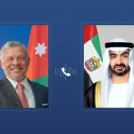 محمد بن زايد والملك عبد الله يبحثان التطورات الإقليمية ويدعوان لوقف دائم لإطلاق النار في غزة