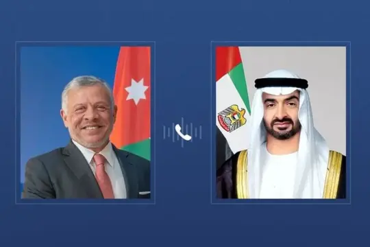 محمد بن زايد والملك عبد الله يبحثان التطورات الإقليمية ويدعوان لوقف دائم لإطلاق النار في غزة