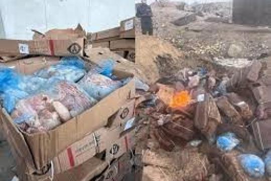 ضبط وإتلاف 375 كغم "كبدة دجاج" فاسدة في رفح