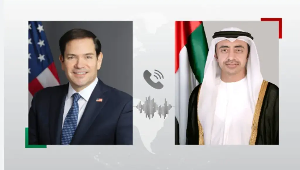 عبد الله بن زايد يبحث مع وزير الخارجية الأميركي دعم خطة ترمب وأوضاع غزة