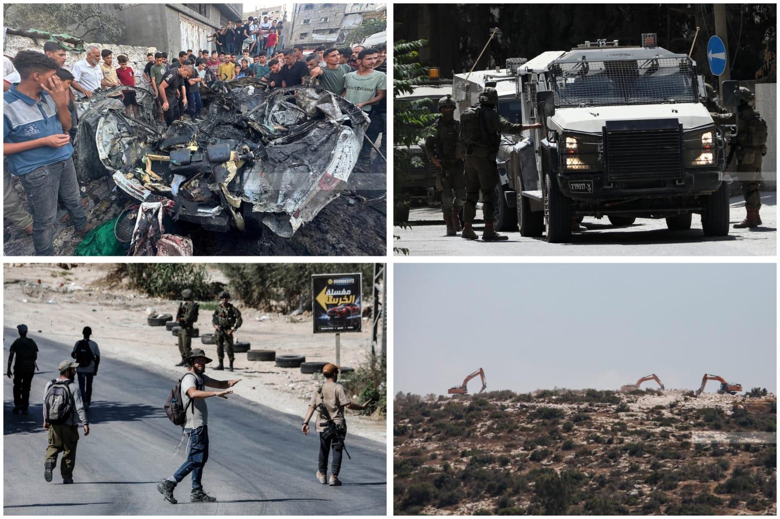 القصف يطال النازحين والمنازل في قطاع غزة، فيما شهدت مدن الضفة الغربية اعتقالات وإخطارات هدم واقتحامات متزامنة مع هجمات للمستعمرين.