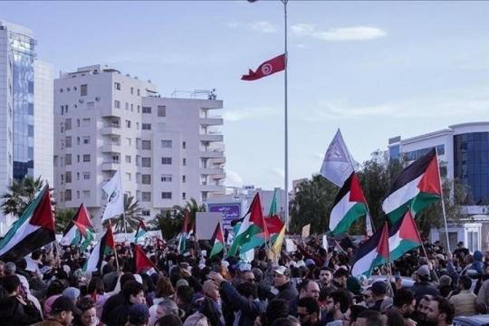 مسيرة حاشدة في تونس إحياءً لـ يوم الأرض ودعمًا لفلسطين