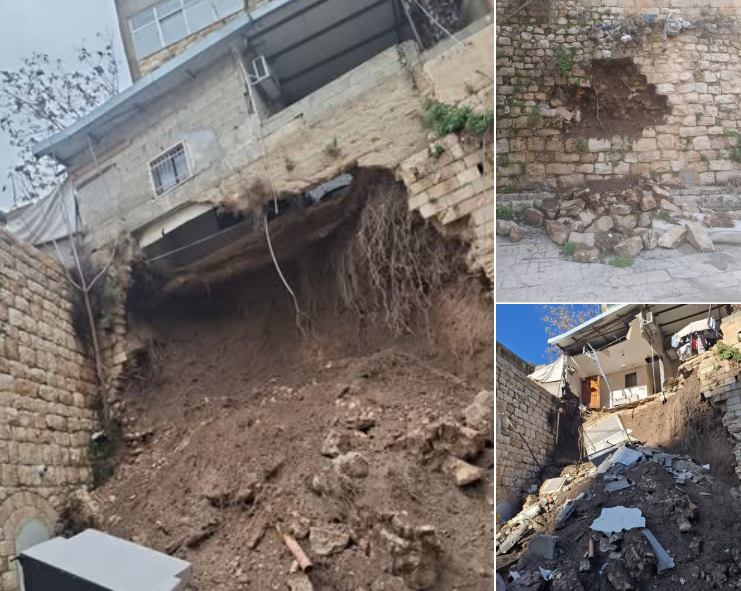 ثلاث أسر تضطر لمغادرة منازلها بعد انهيار غرفة بسبب الحفريات الإسرائيلية أسفل المسجد الأقصى