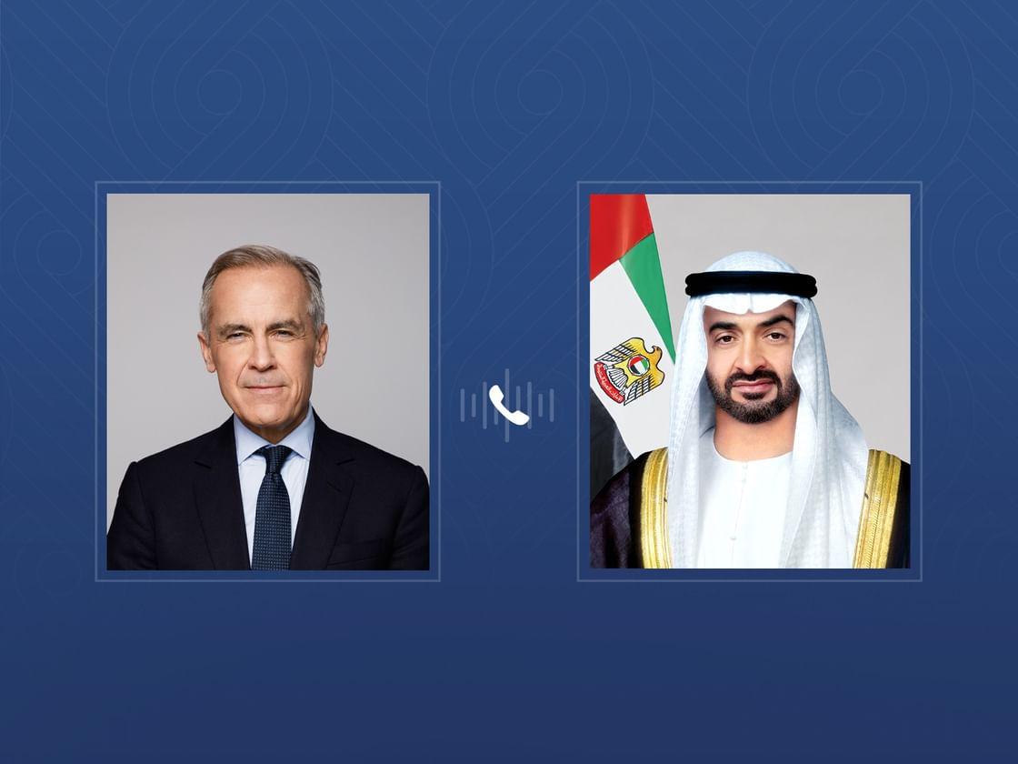 اتصال هاتفي بين رئيس الإمارات ورئيس الوزراء الكندي يشيد بإنجاز مفاوضات اتفاقية الشراكة الاقتصادية الشاملة ويؤكد أهمية تعزيز الأمن والاستقرار الإقليمي.