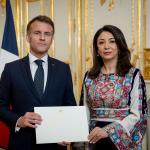 سفيرة فلسطين تقدم أوراق اعتمادها إلى الرئيس الفرنسي إيمانويل ماكرون