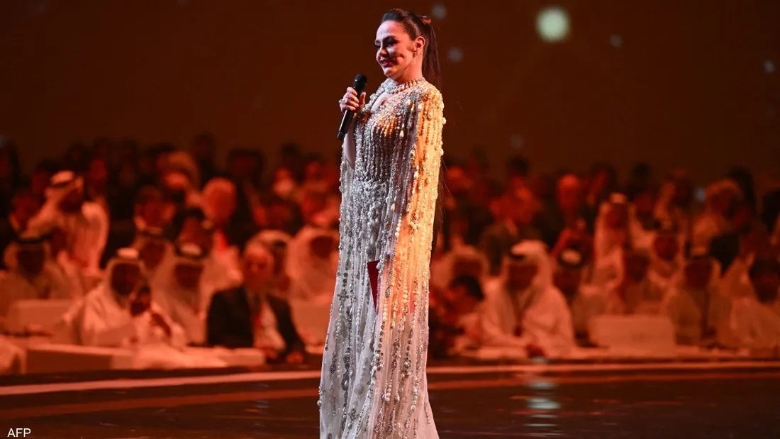 الفنانة شريهان تفاجئ الجماهير بحفل قرعة كأس العالم 2022