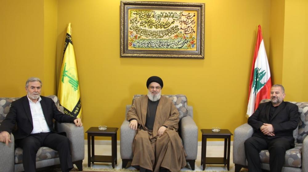 لقاء ثلاثي يجمع نصر الله بالعاروري والنخالة