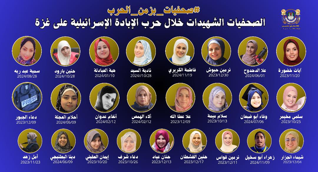 نقابة الصحفيين الفلسطينيين تطلق حملة (#صحفيات – بزمن ـــ الحرب)