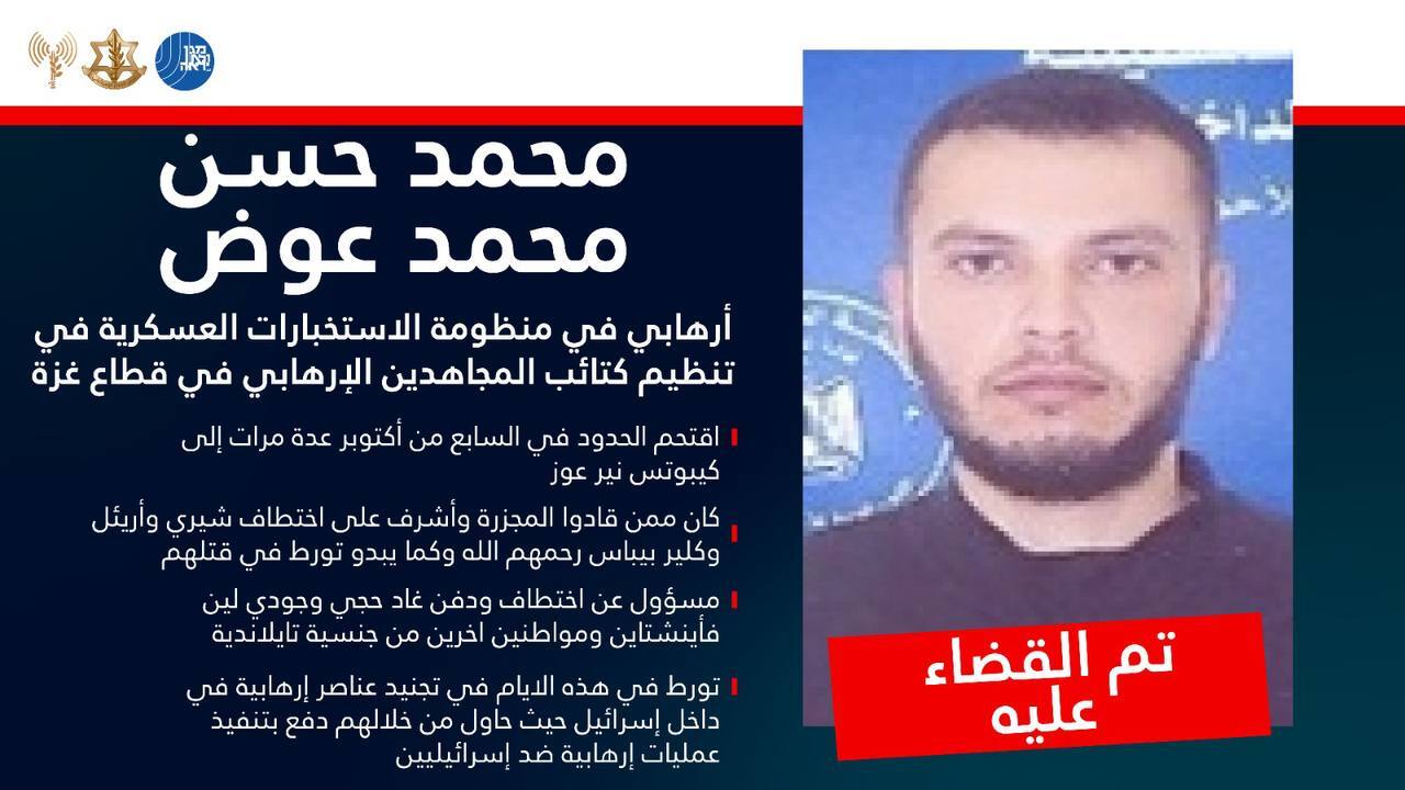 الجيش الإسرائيلي يعلن اغتيال قائد الاستخبارات العسكرية في "كتائب المجاهدين"